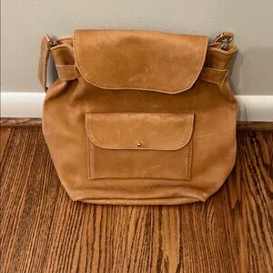 Noonday Collection Tan Leather Convertible Backpack